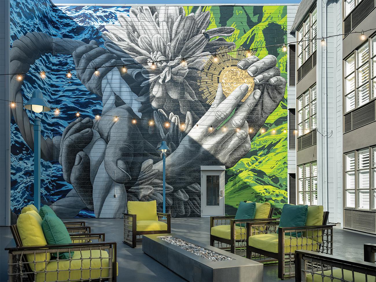 Courtyard - Mural & Fire Pit