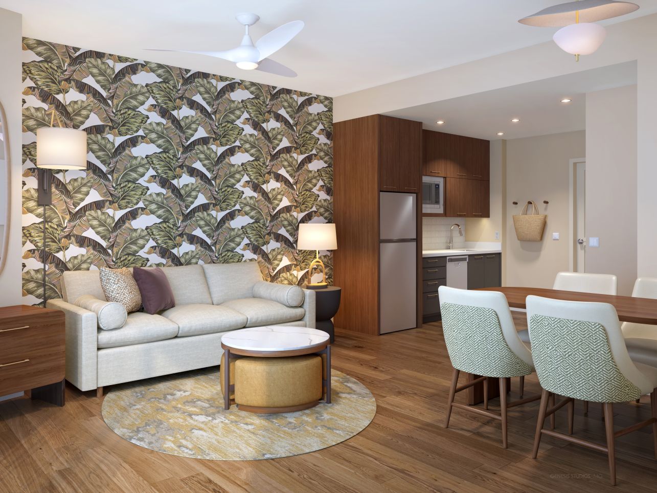 Living and dining room at Marriott Vacation Club, Waikīkī
