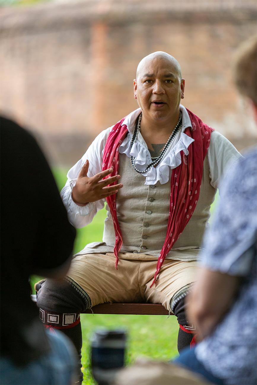 Native American speaker at Colonial Williamsburg