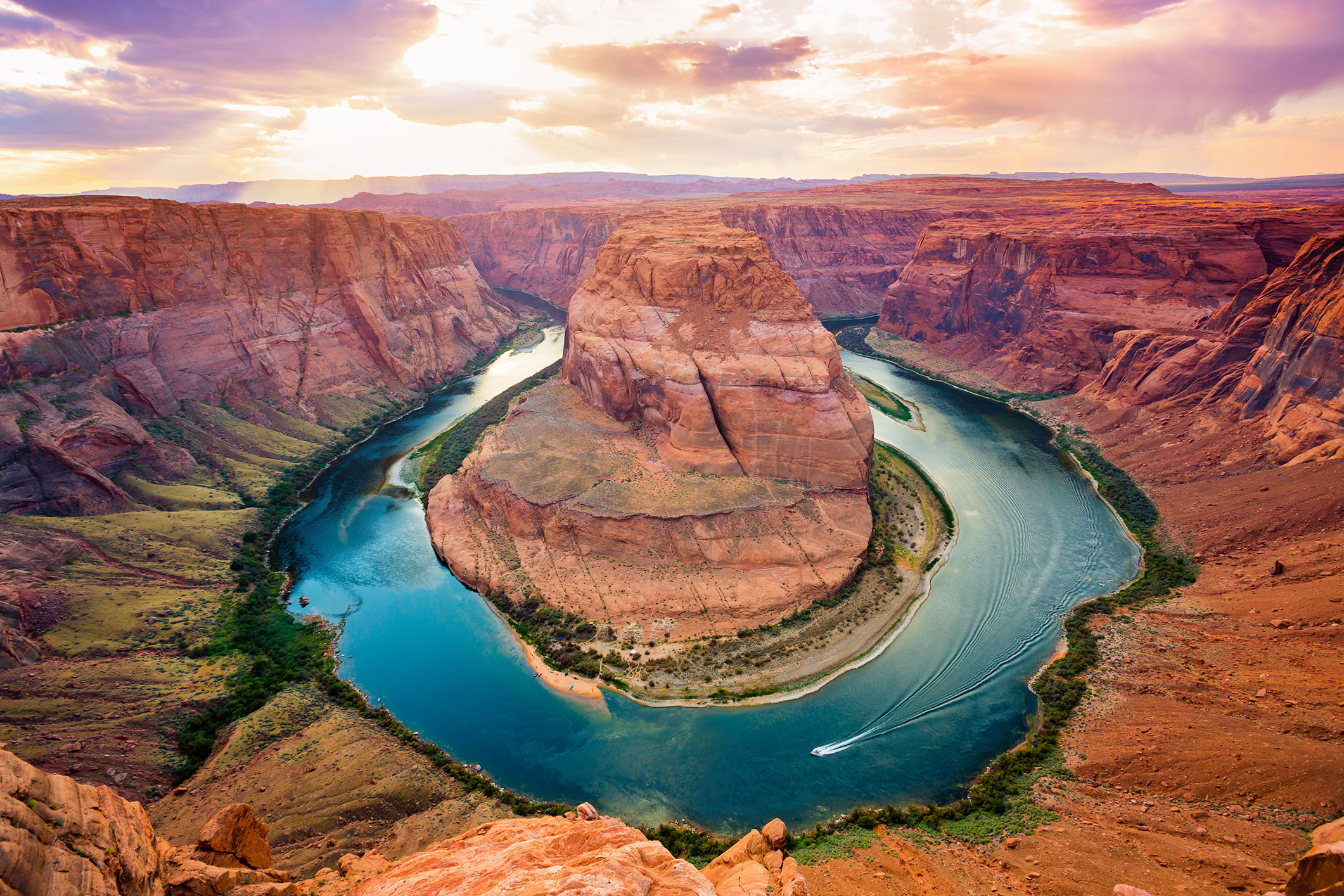 A river winds its way through a scenic canyon
